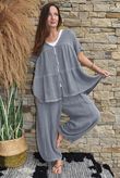 Lina Linen Blend Smock Over Shirt Washed Charcoal